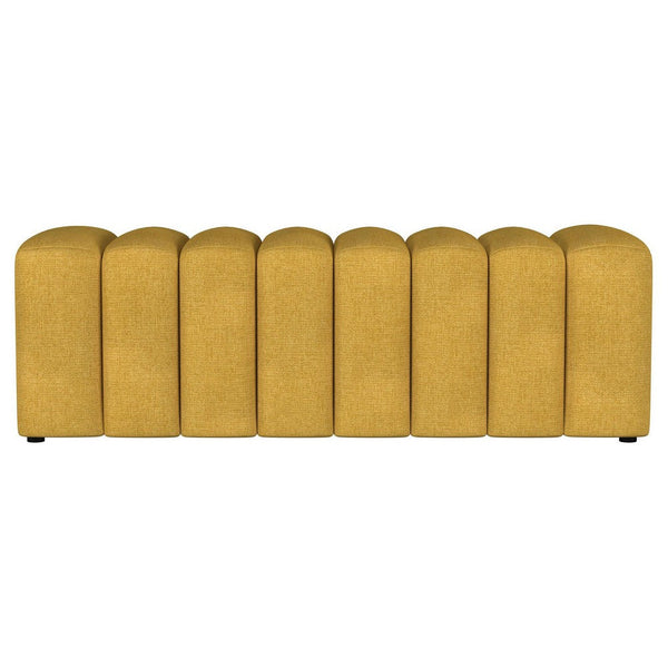 Benzara Sanna Accent Bench Modern Channel Tufted Yellow Fabric 54 Inch -BM329655