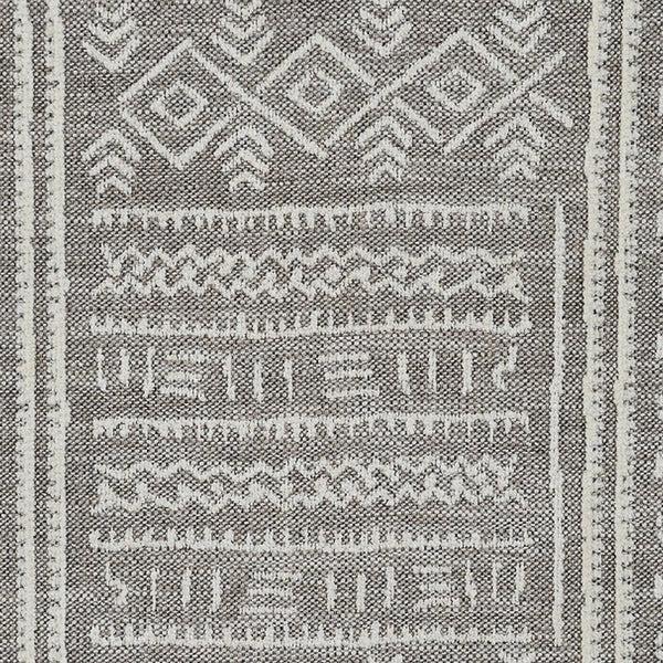 Benzara Savoir Ottoman Beige White Fabric Caster Wheels Black Legs 32 Inch -BM324361