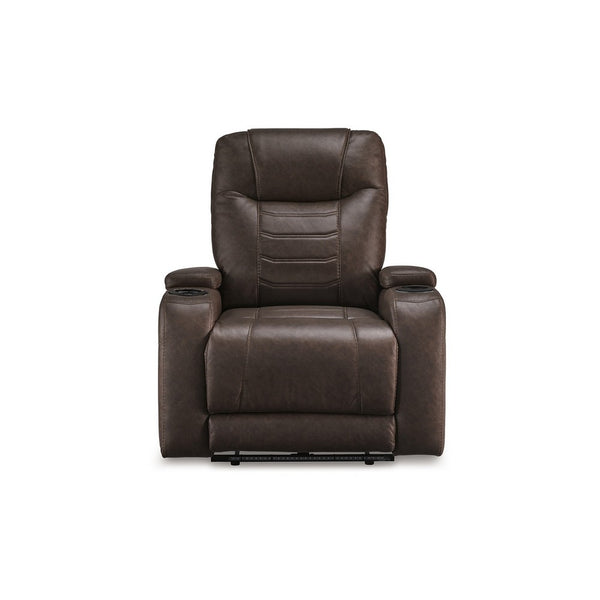 Benzara Scon Power Recliner Chair 37 Inch LED Light Brown Faux Leather -BM328223