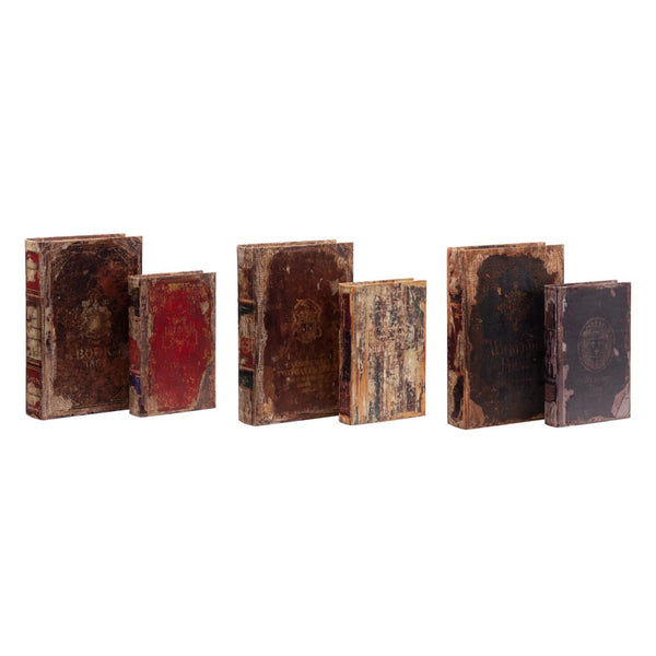 Benzara Set Of 6 Antique Distressed Book Boxes Multicolor 3 Assortment - BM154498