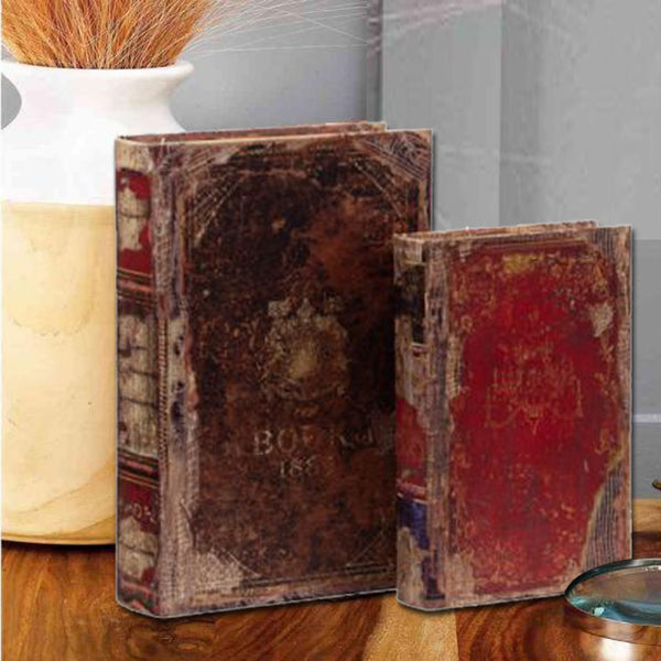benzara Set of 6 Antique Distressed Book Boxes Multicolor 3 Assortment - BM154498