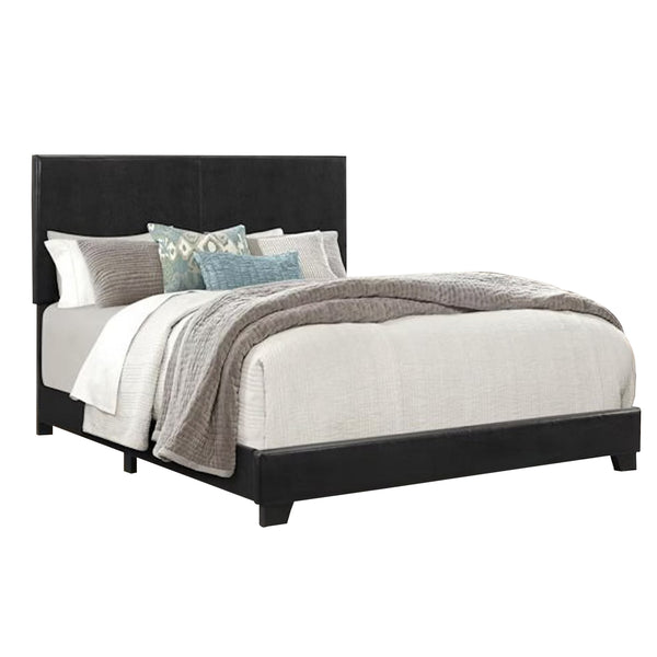 Benzara Shirin King Size Bed Wood Nailhead Trim Upholstered Headboard Black - BM311843