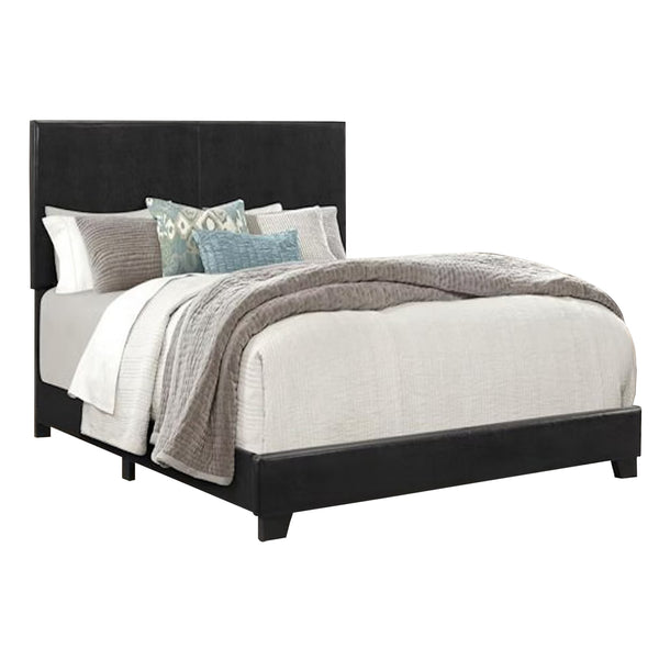 Benzara Shirin Queen Size Bed Wood Nailhead Trim Upholstered Headboard Black - BM311844