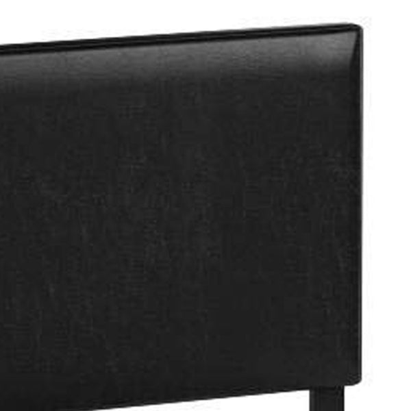 Benzara Shirin Queen Size Bed Wood Nailhead Trim Upholstered Headboard Black - BM311844