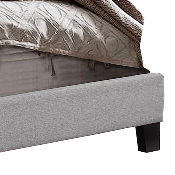 Benzara Shirin Twin Size Bed Wood Nailhead Trim Upholstered Headboard Gray - BM311840