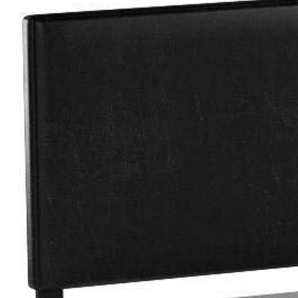Benzara Shirin Twin Size Bed Wood Nailhead Trim Upholstered Headboard Black - BM311845