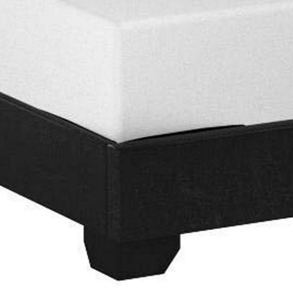 Benzara Shirin Twin Size Bed Wood Nailhead Trim Upholstered Headboard Black - BM311845