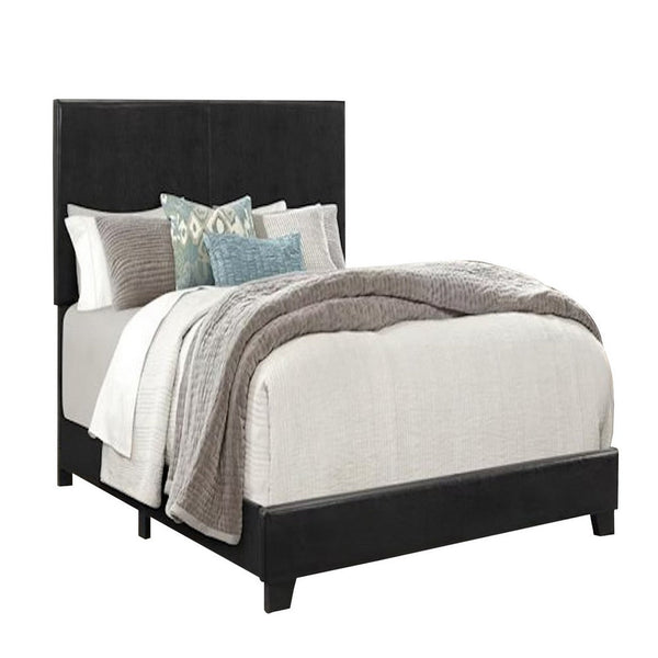 benzara Shirin Twin Size Bed Wood Nailhead Trim Upholstered Headboard Black - BM311845