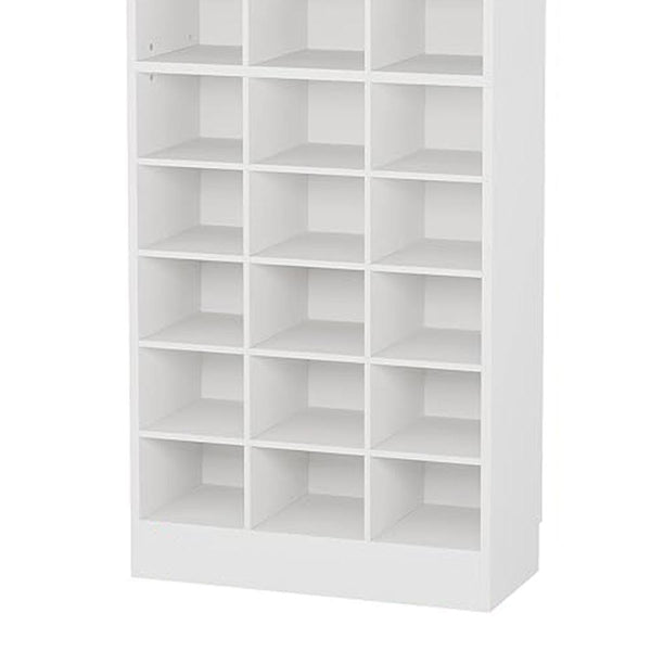 Benzara Shoe Cabinet 10 Tier White Wood Finish 30 Open Shelves 71 Inch -BM328508