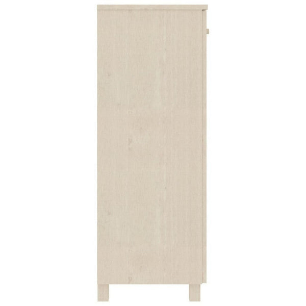 Benzara Shoe Cabinet 2 Slatted Doors Honey Brown Pine Wood 33x16x42In -BM325612