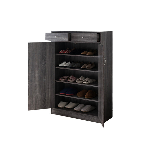Benzara Shoe Cabinet With Spacious Storages Gray - BM148871