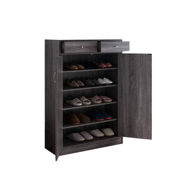 benzara Shoe Cabinet With Spacious Storages Gray - BM148871