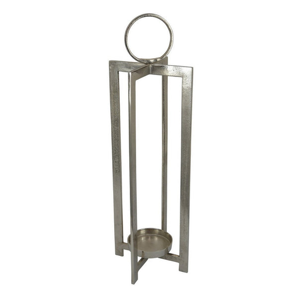 Benzara Siana 31 Inch Lantern Candle Holder Classic Silver Finished Metal -BM324566