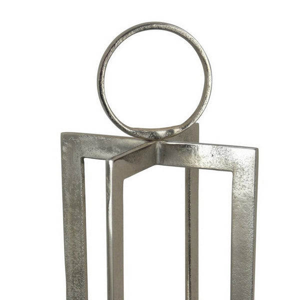 Benzara Siana 31 Inch Lantern Candle Holder Classic Silver Finished Metal -BM324566