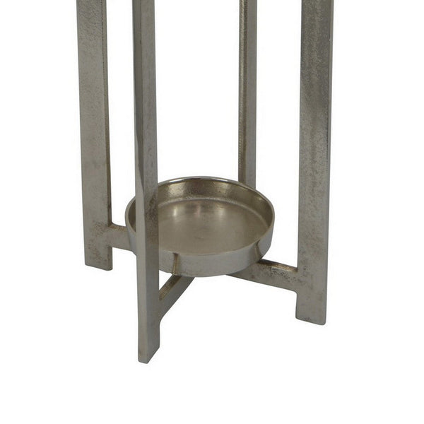 Benzara Siana 31 Inch Lantern Candle Holder Classic Silver Finished Metal -BM324566
