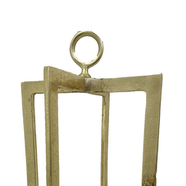 Benzara Siana Lantern Candle Holder 20 Inch Classic Gold Finished Metal Frame -BM324568