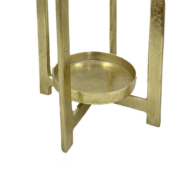 Benzara Siana Lantern Candle Holder 20 Inch Classic Gold Finished Metal Frame -BM324568