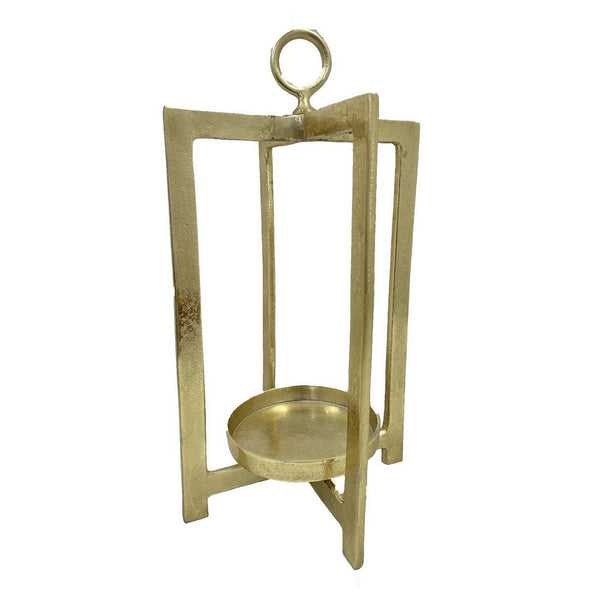 benzara Siana Lantern Candle Holder 20 Inch Classic Gold Finished Metal Frame -BM324568