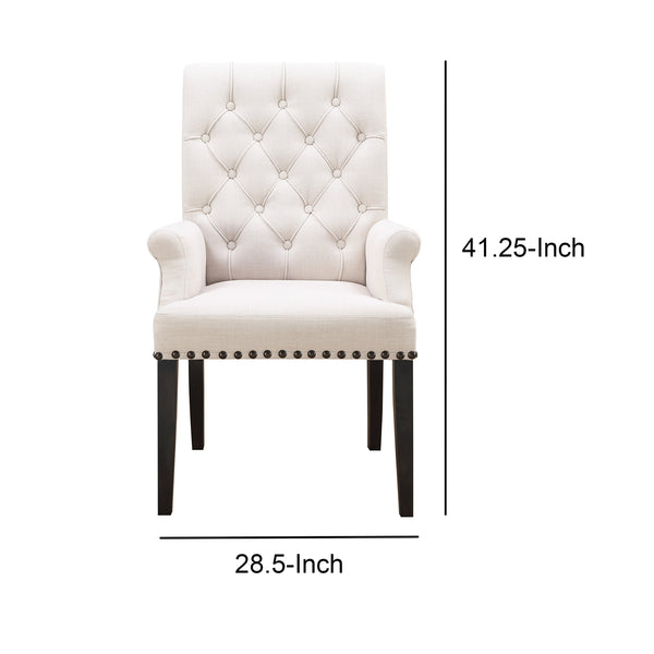 Benzara Side Dining Chair Beige & Smokey Black - BM168101