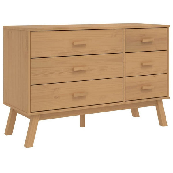 benzara Sideboard Cabinet Dresser 6 Drawers Modern 44 Inch Brown Solid Wood -BM326339