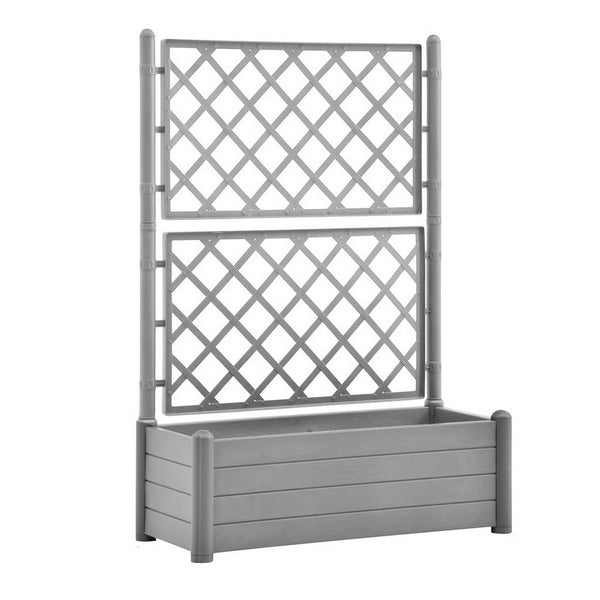 benzara Simi Garden Flower Planter with Trellis 17x40x56 Classic Stone Gray -BM325665