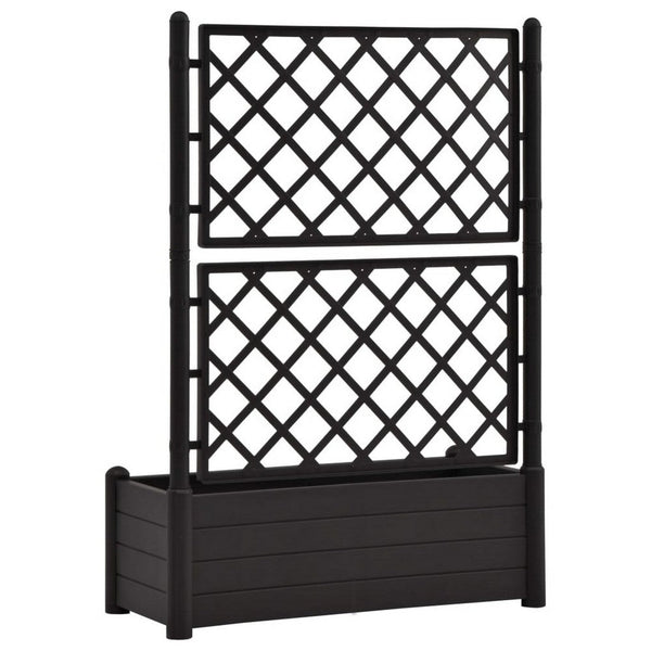 Benzara Simi Garden Flower Planter With Trellis Anthracite Gray 17x40x56 -BM325664