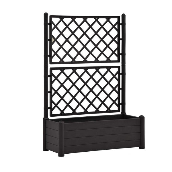 benzara Simi Garden Flower Planter with Trellis Anthracite Gray 17x40x56 -BM325664