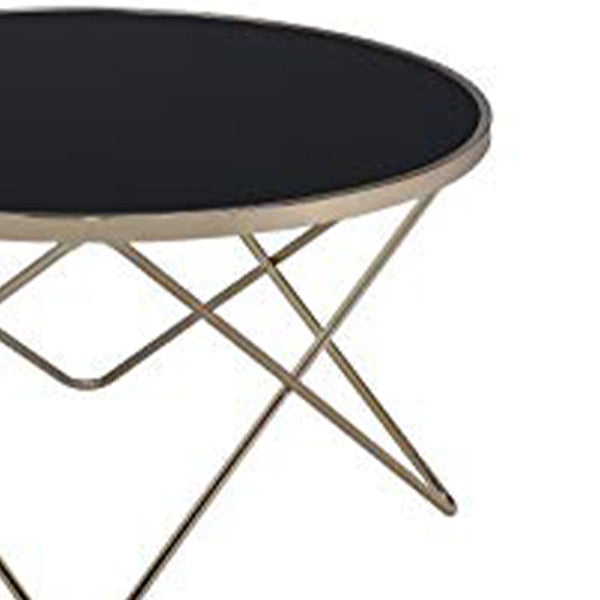 Benzara Smoked Glass Top Coffee Table With Metal Hairpin Base Black And Gold - BM156783