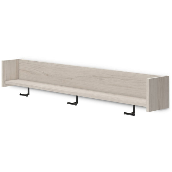 Benzara Soca Wall Mounted Coat Rack 3 Hooks And Shelf Light Natural Brown -BM330029