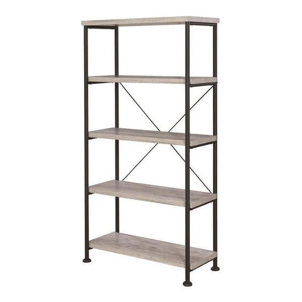 Benzara Sophisticated Wood And Metal Open Bookcase Gray - BM159171