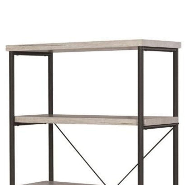 Benzara Sophisticated Wood And Metal Open Bookcase Gray - BM159171