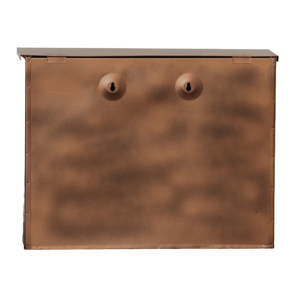 Benzara Spacious Envelope Shaped Wall Mount Iron Mail Box Copper Finish - BM15926