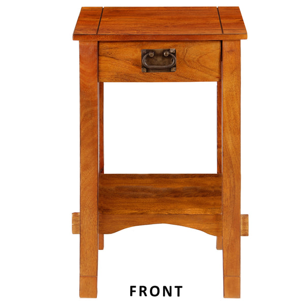 Benzara Spacious Mango Wood Nightstand With Slatted Side Panels Brown - BM122854