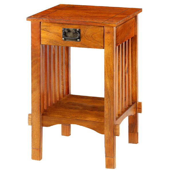 Benzara Spacious Mango Wood Nightstand With Slatted Side Panels Brown - BM122854