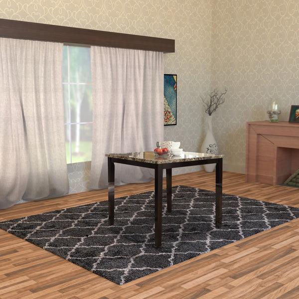 benzara Spacious Wooden High Table Faux Marble Top Brown - BM171296