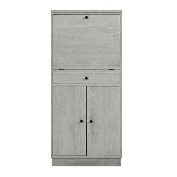 Benzara Spacious Wooden Wine Cabinet With Drop Down Storage And Double Door Cabinet White - BM194374