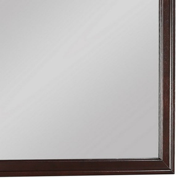 Benzara Square Molded Wooden Frame Dresser Mirror Cherry Brown And Silver - BM215171