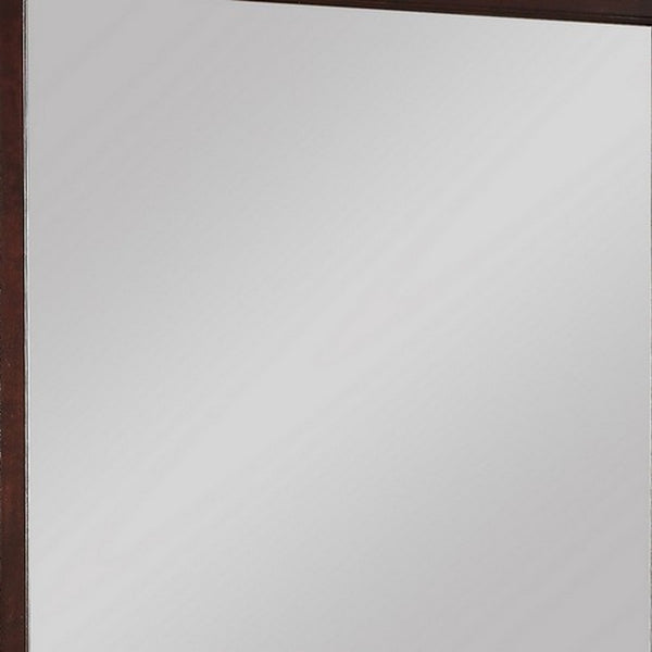 Benzara Square Molded Wooden Frame Dresser Mirror Cherry Brown And Silver - BM215171