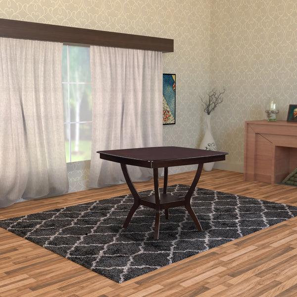 benzara Square Shaped Wooden Counter Height Table With Bottom Shelf Brown - BM171287