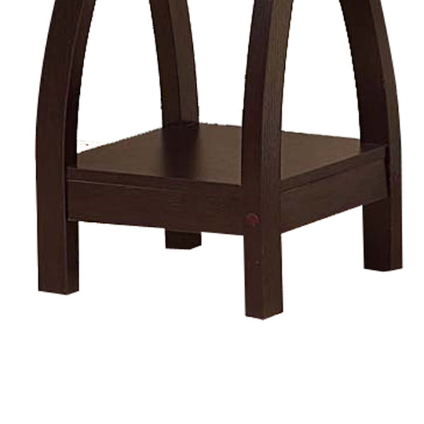 Benzara Square Top Wooden Plant Stand With Curved Legs And Shelves Large Dark Brown - BM148788