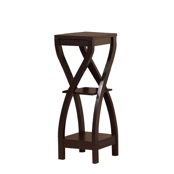 Benzara Square Top Wooden Plant Stand With Curved Legs And Shelves Large Dark Brown - BM148788