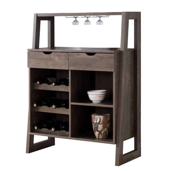 Benzara Stylish Wooden Wine Cabinet With Sled Legs And Spacious Storage Brown - BM196199
