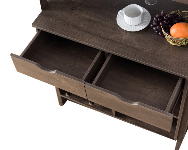 Benzara Stylish Wooden Wine Cabinet With Sled Legs And Spacious Storage Brown - BM196199