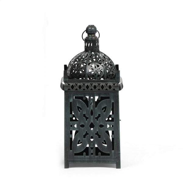 Benzara Sus Candle Holder Lantern 15 Inch Dome Lid Black Iron Metal Cover -BM324939