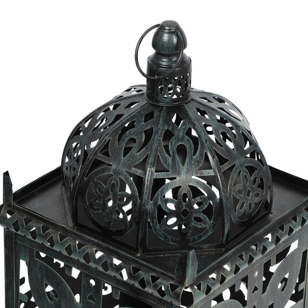 Benzara Sus Candle Holder Lantern 15 Inch Dome Lid Black Iron Metal Cover -BM324939