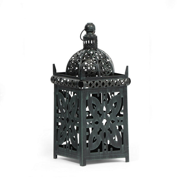 benzara Sus Candle Holder Lantern 15 Inch Dome Lid Black Iron Metal Cover -BM324939