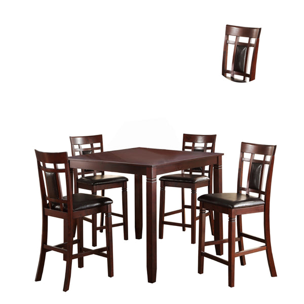Benzara Swish Cashew Wood 5 Pieces Counter Height Dining Set In Brown - BM167134