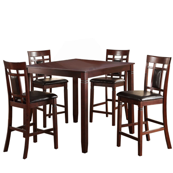 benzara Swish Cashew Wood 5 Pieces Counter Height Dining Set In Brown - BM167134
