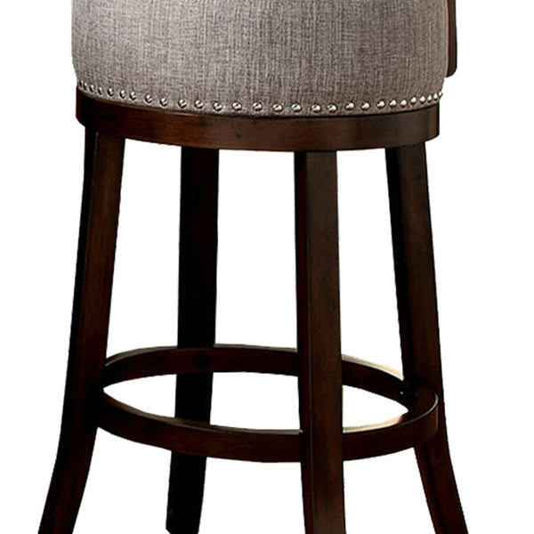 Benzara Swivel Barstool With Curved Open Low Back Set Of 2 Gray And Brown - BM131357