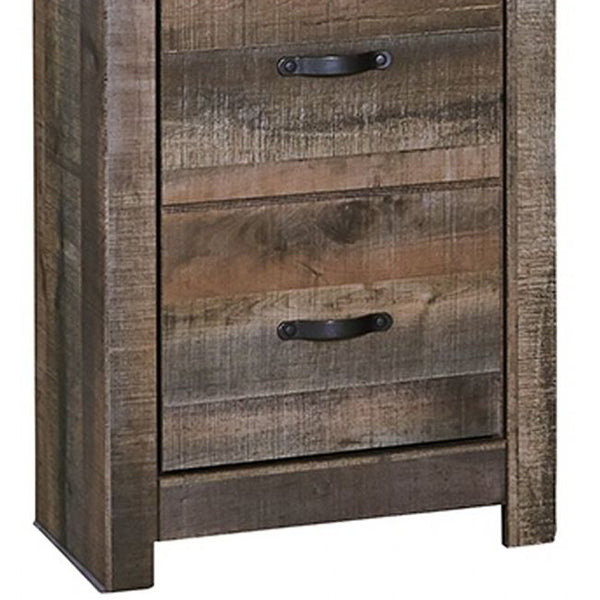 Benzara Tall Wooden Pier With 1 Door Cabinet And 2 Adjustable Glass Shelves In Brown - BM210896